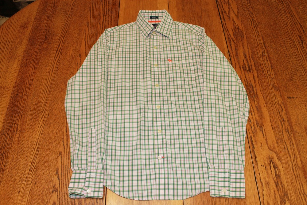 Abercrombie & Fitch Shirt Mens Medium Green Pink Plaid Long Sleeve Button Down